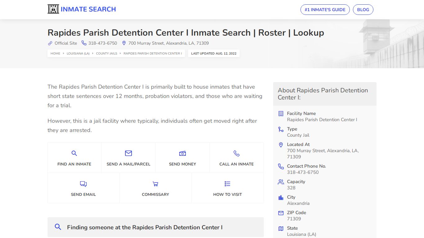 Rapides Parish Detention Center I Inmate Search | Roster ...