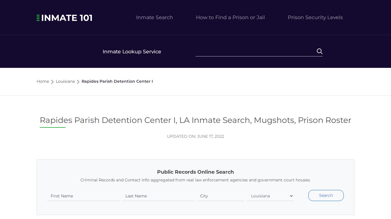 Rapides Parish Detention Center I, LA Inmate Search ...