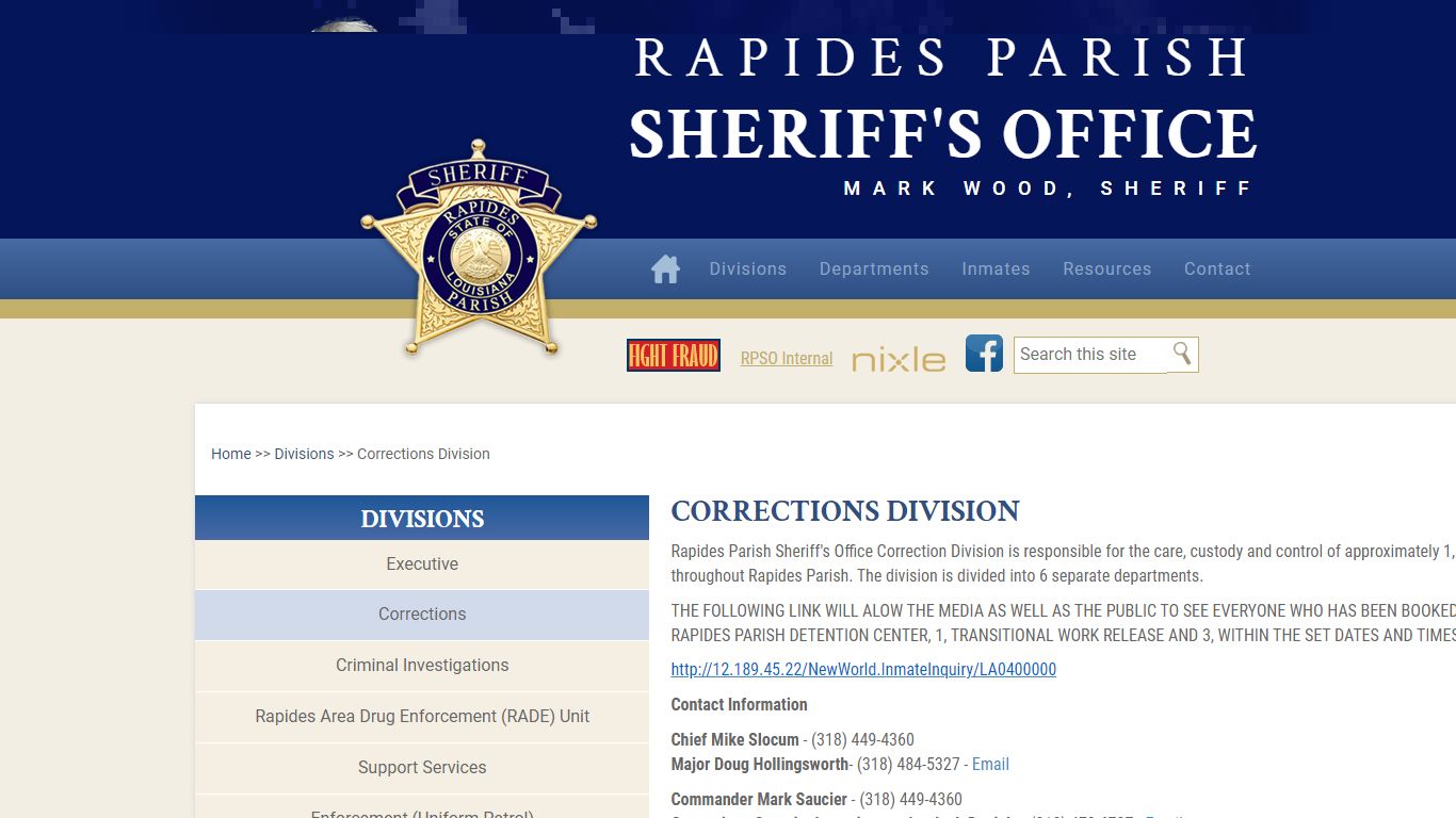 Corrections Division | Rapides Parish Sheriff's Office